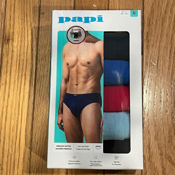 Papi Men's Low Rise Briefs 6 Pack Multicolor Tagless Size S - Picture 1 of 7